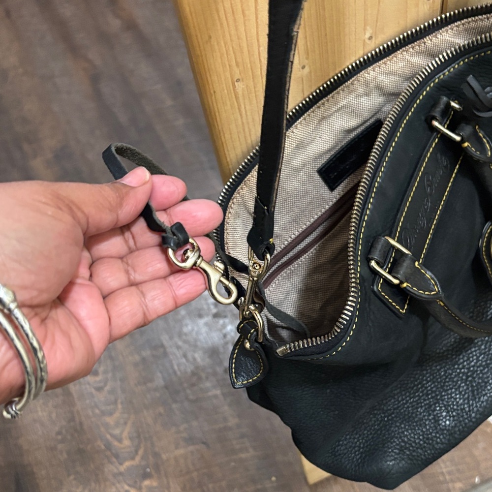 Dooney & Bourke Black Leather Satchel with Gold Accents soft leather - Picture 9 of 11